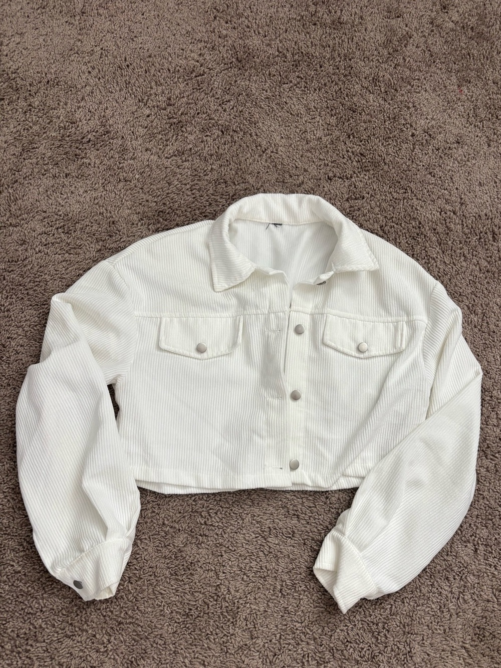 Cropped White Corduroy Jacket